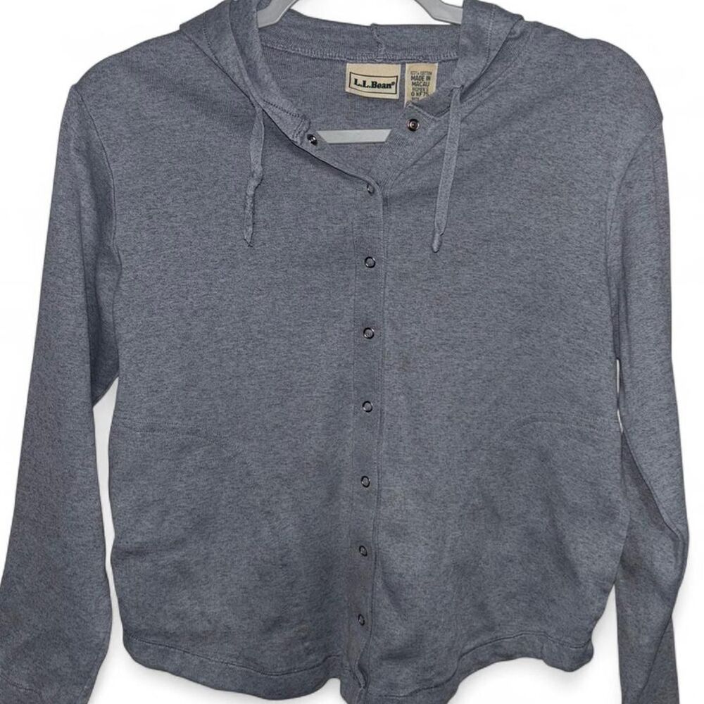 Llbean Women's Grey and Blue Cardigan